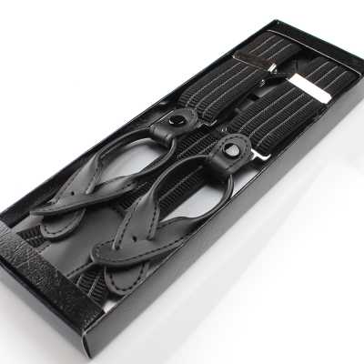 SR-203 Bretelle Made in Japan, a Y, con fasce in pelle, nere a righe