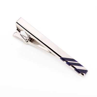 TB-4 Fermacravatta prodotto in Giappone, regimental, blu navy, sodalite
