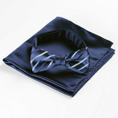VBF-01 Papillon realizzato in tessuto VANNERS, motivo a righe, blu navy