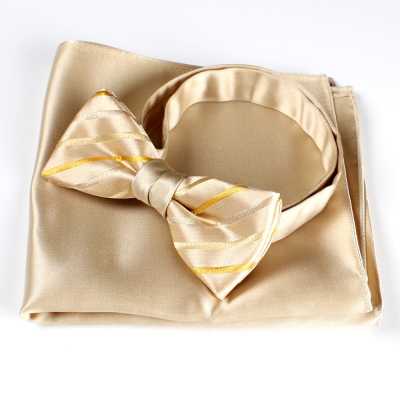 VBF-07 Papillon Realizzato con tessuto VANNERS, motivo a righe, oro champagne