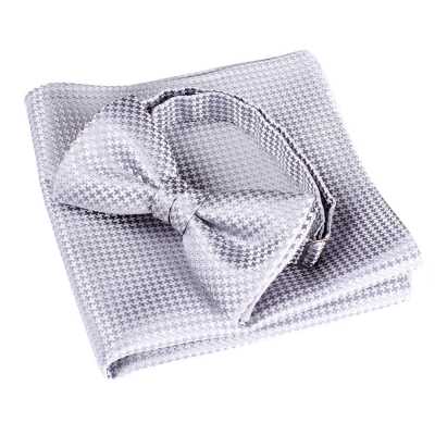 VBF-10 Papillon realizzato con tessuto VANNERS, motivo pied-de-poule, grigio chiaro