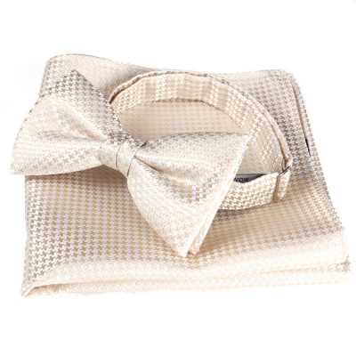 VBF-11 Papillon realizzato con tessuto VANNERS, motivo pied-de-poule, oro champagne