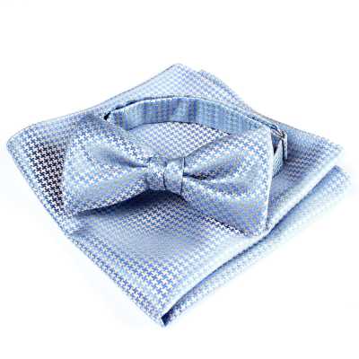 VBF-12 Papillon realizzato in tessuto VANNERS, motivo pied-de-poule, blu sax