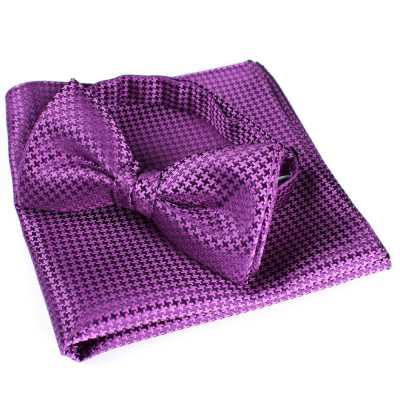 VBF-14 Papillon realizzato con tessuto VANNERS, motivo pied-de-poule, viola