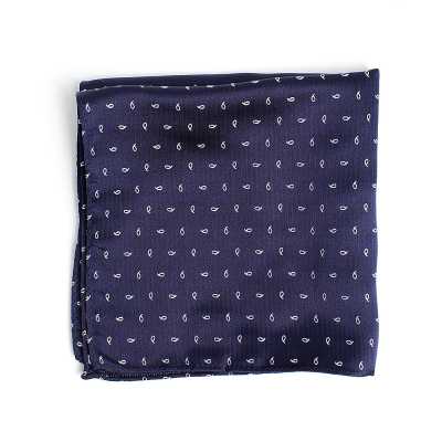 VCF-23 Fazzoletto da taschino realizzato in tessuto VANNERS, motivo paisley a pois, blu navy