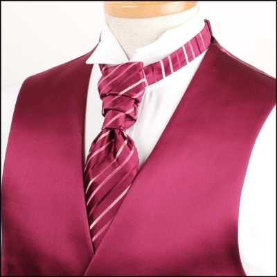 VYT-02 Cravatta ascot a righe in seta britannica VANNERS color vino (cravatta euro)