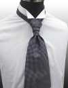 YT-153 Cravatta ascot in seta prodotta in Giappone (cravatta euro), motivo a quadri, blu navy